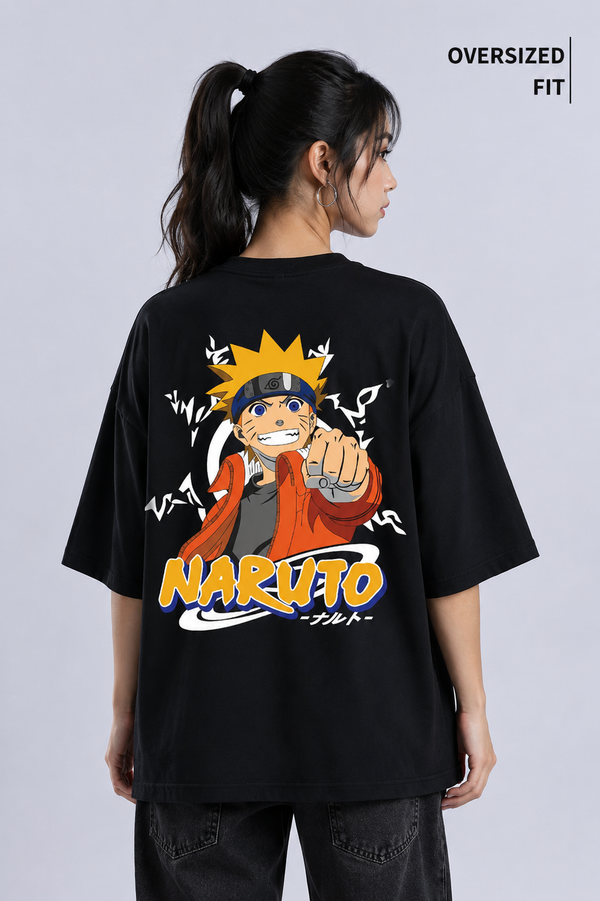 Naruto Anime Black Oversized T-shirt