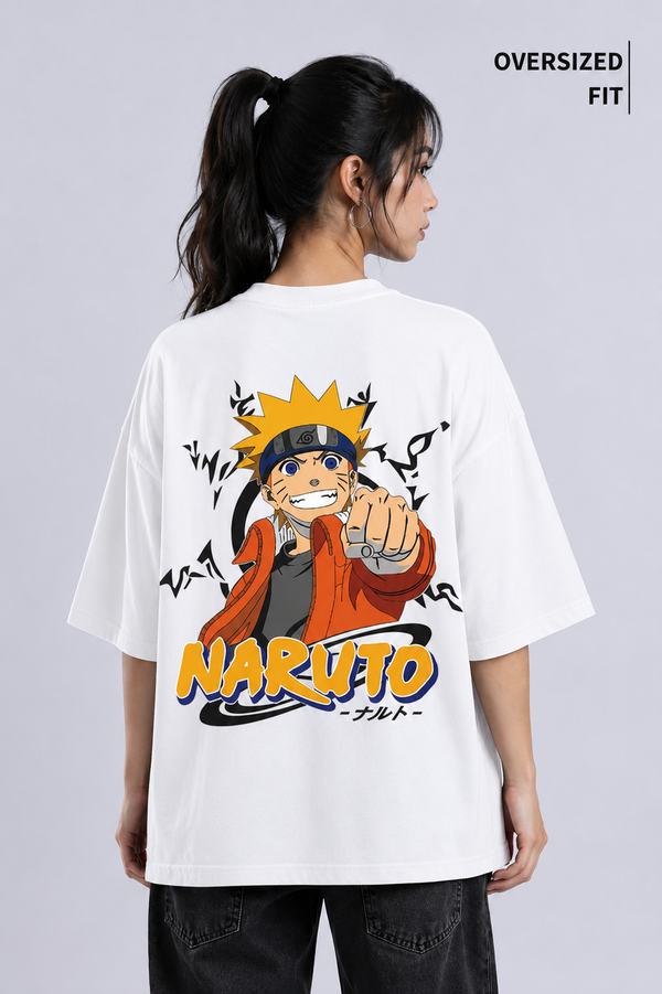 Naruto Anime White Oversized T-shirt