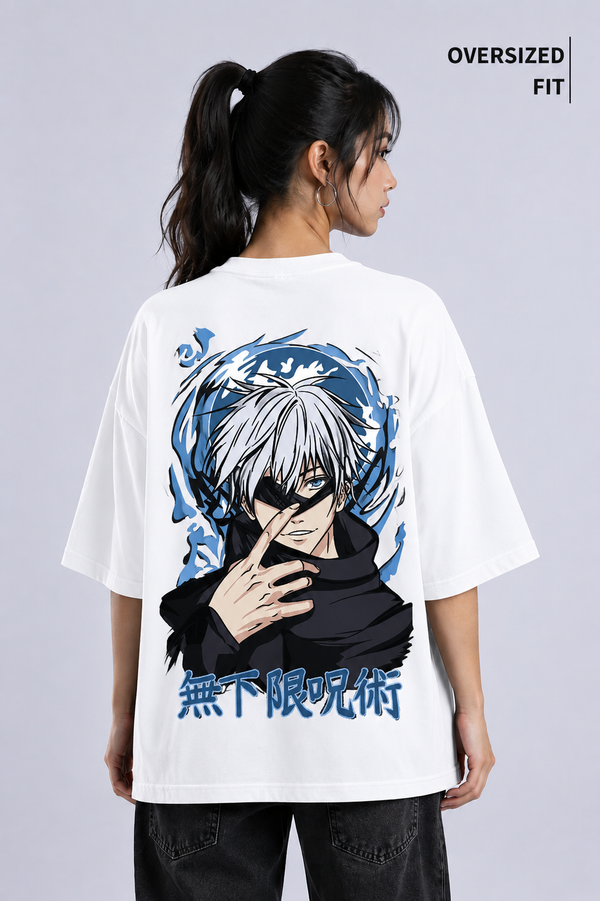 GOJO Anime White Oversized T-shirt