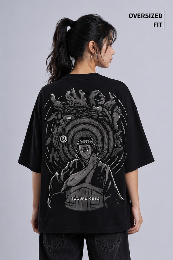 Suguru Geto Anime Black Oversized T-shirt