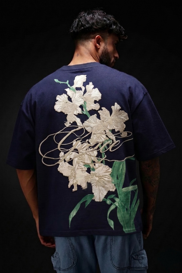 Midnight Bloom Navy Oversized T-shirt